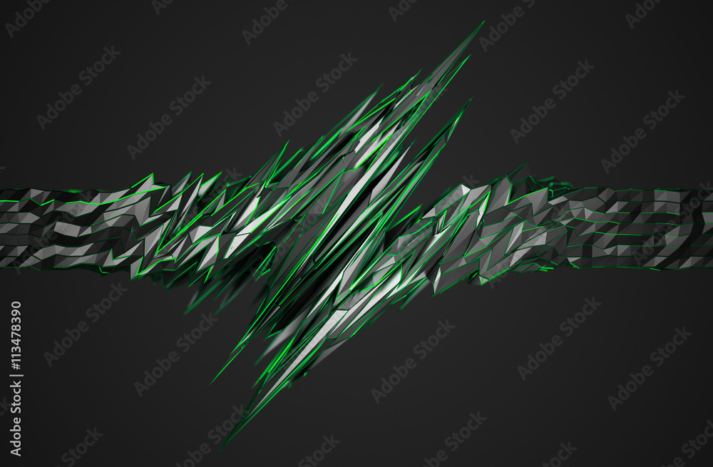 Poster abstract 3d rendering of chaotic surface. background with futuristic polygonal shape. noisy low poly