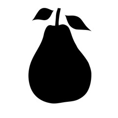black silhouette of a pear on a white background