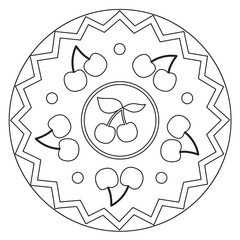 Coloring Lovely Cherry Mandala