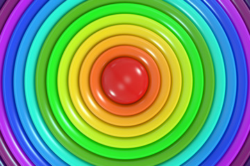 Abstract rainbow colors circle background, 3D rendering