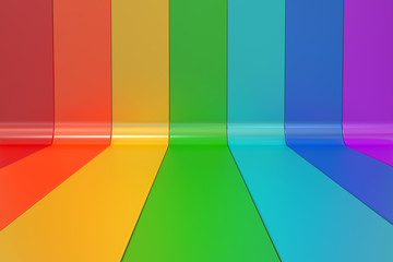 Abstract rainbow colors lines background, 3D rendering