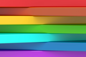 Abstract rainbow colors strips background, 3D rendering