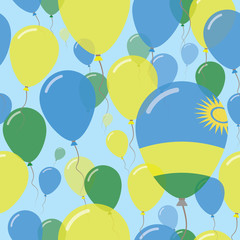 Rwanda National Day Flat Seamless Pattern. Flying Celebration Balloons in Colors of Rwandan Flag. Happy Independence Day Background with Flags and Balloons.