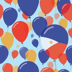 Philippines National Day Flat Seamless Pattern. Flying Celebration Balloons in Colors of Filipino Flag. Happy Independence Day Background with Flags and Balloons.