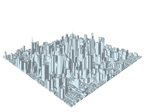 3D model of city on white background. Vector.