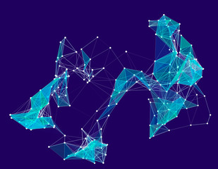 Abstract molecular lattice network. Abstract polygonal shape.
