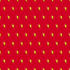 Vector seamless strawberry texture. Red pattern with berry and seeds. Close-up of strawberry. Design concept for fresh farm food label, package, wrapping.  - 113481542