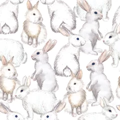 Papier Peint photo autocollant Lapin fond de lapins blancs