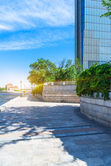 empty floor near modern building