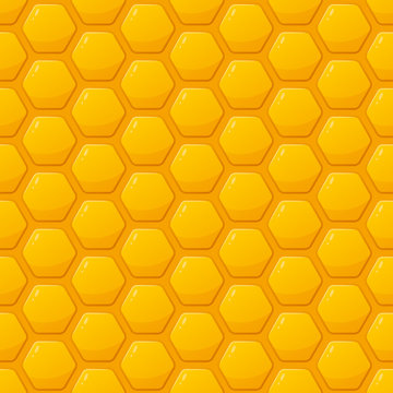 Vector seamless pattern with yellow honeycombs. Honey background. Design for honey package, labels, tags or wrapping.