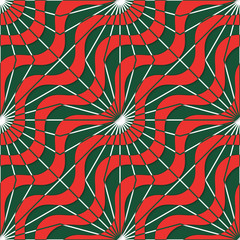 Retro 3D red green waves and rays