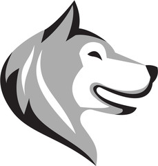 Husky Dog Head Retro
