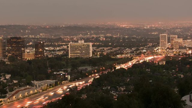Los Angeles Freeway Sunset to Night 05 Time Lapse