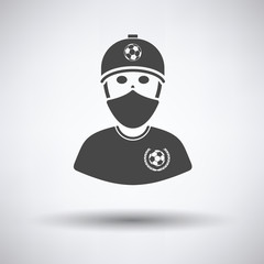 Football fan with covered  face by scarf icon