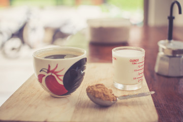 hot fresh coffee on desk