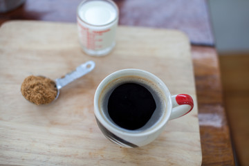 hot fresh coffee on desk
