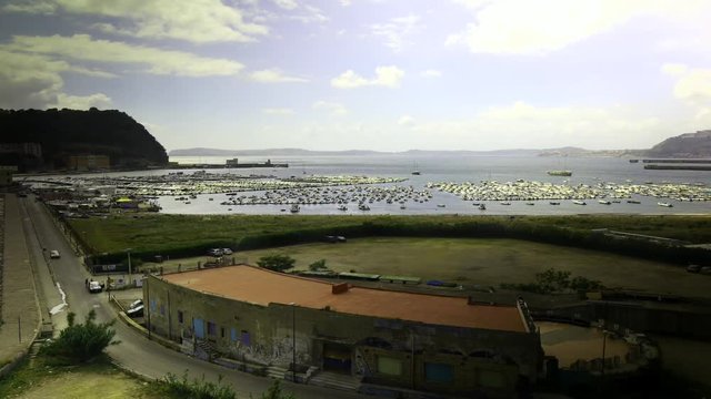 Aerial view of Naples marina, time lapse 
