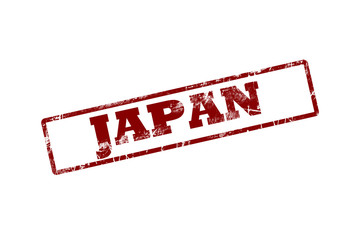 Japan red square grunge stamp on white
