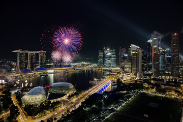 Fireworks bursting in sky at night