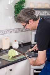 Chopping lettuce