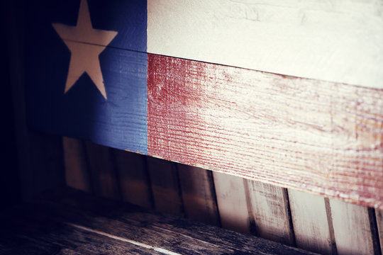 Texas State Flag Painted On Wood