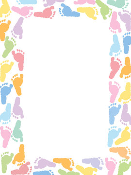 Baby foot prints pastel coloured vector illustration