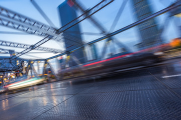 traffic on steel bridge,tianjin china.