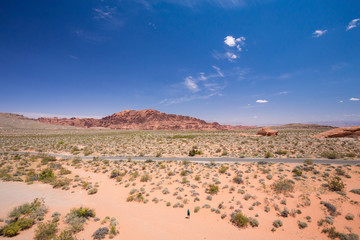 Beautiful cinematic deserted nature view under the blue cloudless sky in the American West