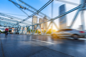traffic on steel bridge,tianjin china.