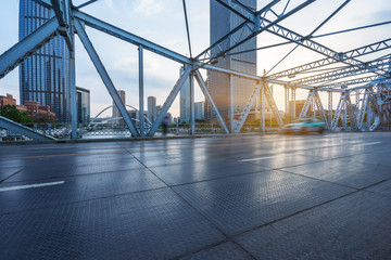 Obraz premium traffic on steel bridge,tianjin china.