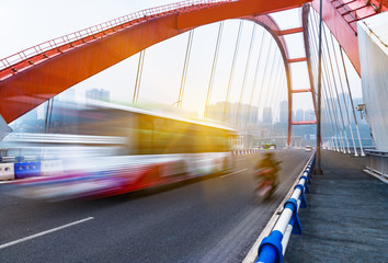 Fototapeta na wymiar motion blurred traffic on bridge,chongqing china.