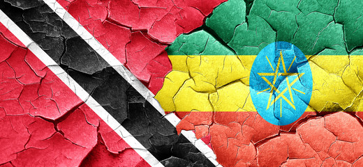 Trinidad and tobago flag with Ethiopia flag on a grunge cracked