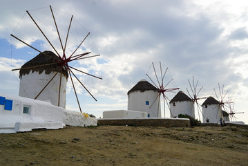 Fototapeta na wymiar Windmills at Mykonos Island, Greece.