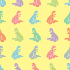 Fototapeta premium Seamless background. Funny colored tyrannosaurs