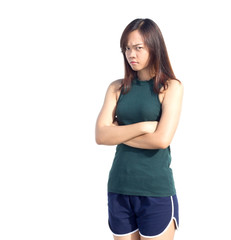 Fototapeta premium asian thai lady cross one arm