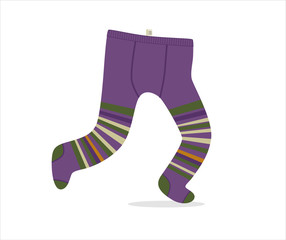 Tights - a vector illustration of kids violet striped running tights. A part of Dodo collection.