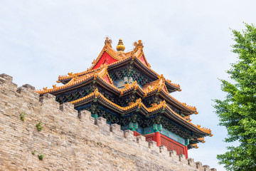 Corner Tower in Imperial Palace in Beijing, China