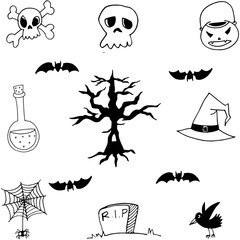 Set of doodle halloween