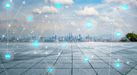 smart city and wireless communication network, abstract image visual, internet of things