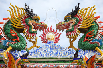 colorful dragon statue background.