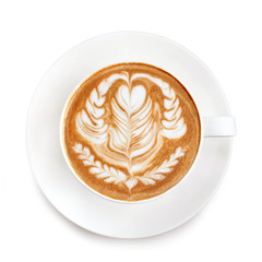 Top view latte art coffee