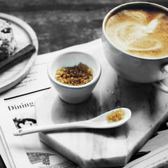 Coffee Shop Cafe Latte Cappuccino Newspaper Concept