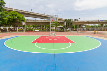 Fototapeta premium Outdoor basketball court in local school