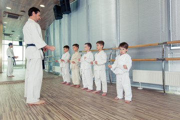 young, beautiful, successful multi ethical kids in karate position
