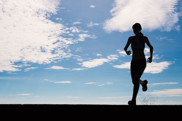 silhouette woman running
