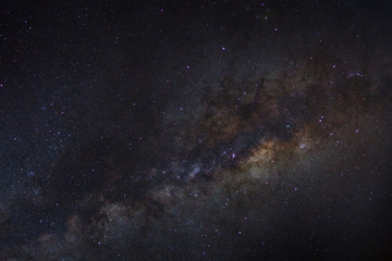 milky way on a night sky, Long exposure photograph, with grain