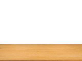 wooden counter on white background
