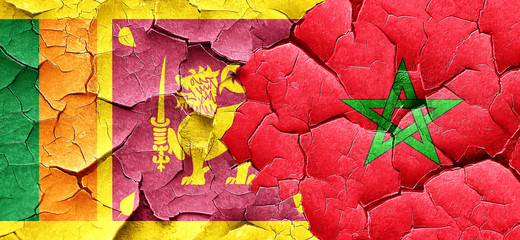 Sri lanka flag with Morocco flag on a grunge cracked wall