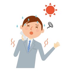 熱中症　男性　ビジネスマン　イラスト
