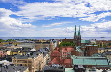 Naklejka na ściany i meble Aerial view of Helsinki, capital of Finland